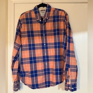 Express Men's Plaid Shirt - Orange and Blue